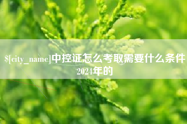 招远中控证怎么考取需要什么条件2024年的